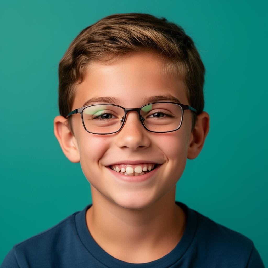 Smiling young person with glasses
