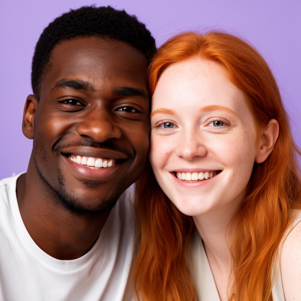 Interracial couple smiling together