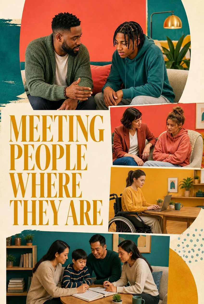 Meeting People Where They Are — Heart to Heart editorial collage